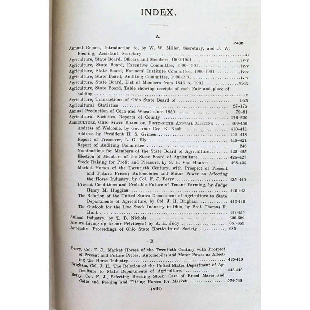 OHIO 1900 Antique Book Annual Report Ohio State Board of Agriculture / Livestock